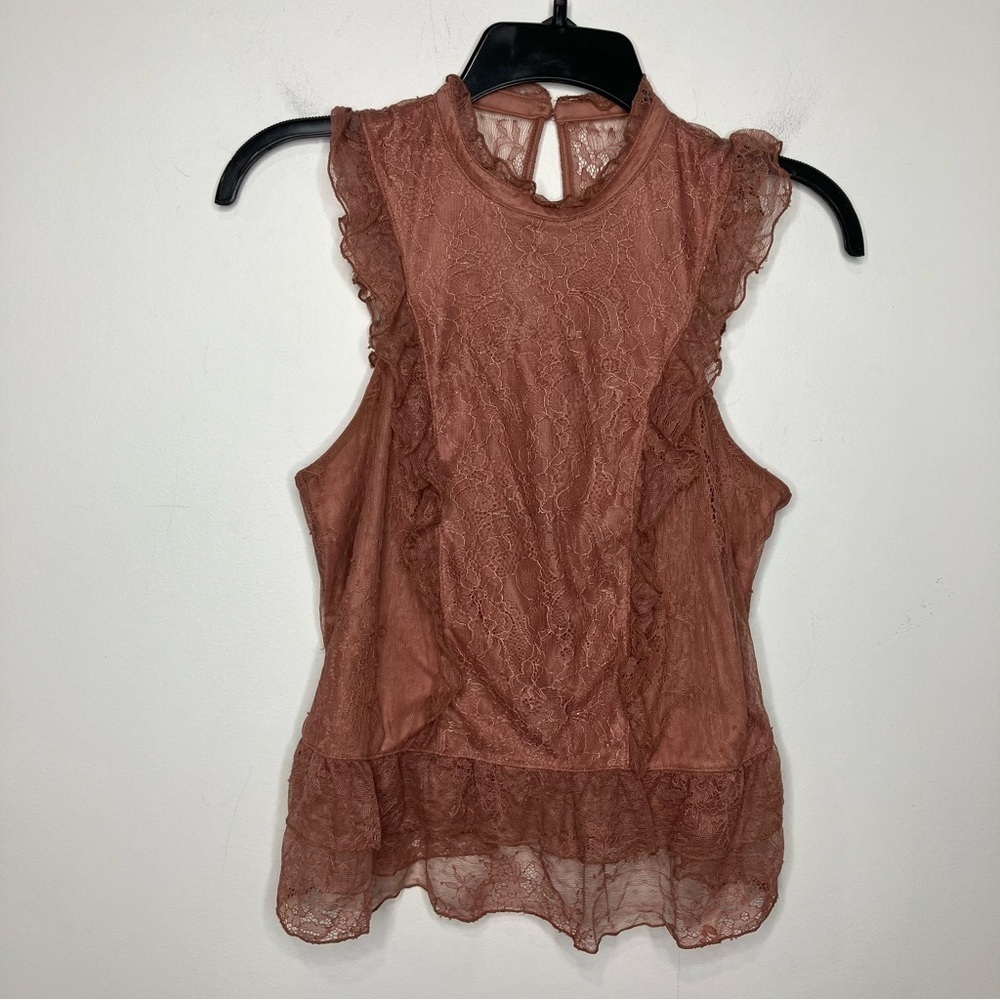 Express dusty rose ruffle blouse size small‎